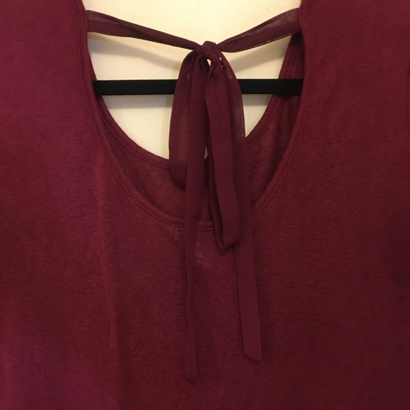Charming Charlie Maroon Top with Sheer Bow - Picture 5 of 6